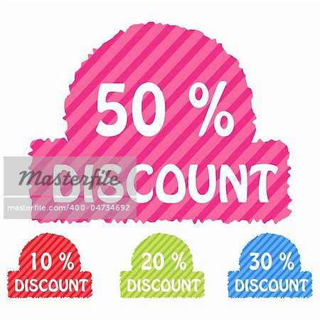 illustration of set of discount icons on isolated background