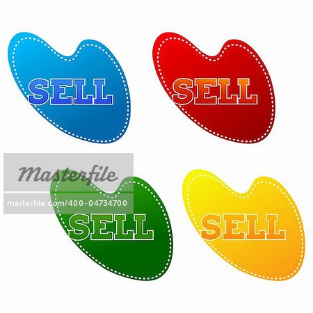 illustration of set of colorful icons for sell on an isolated background
