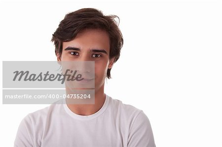 Portrait of a handsome young man on white background. Studio shot