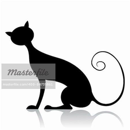 illustration of black cat silhouette on isolated background