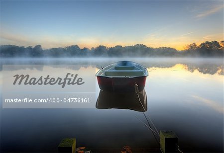 Rowboat a misty morning