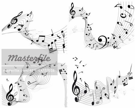 Vector musical notes staff background for design use