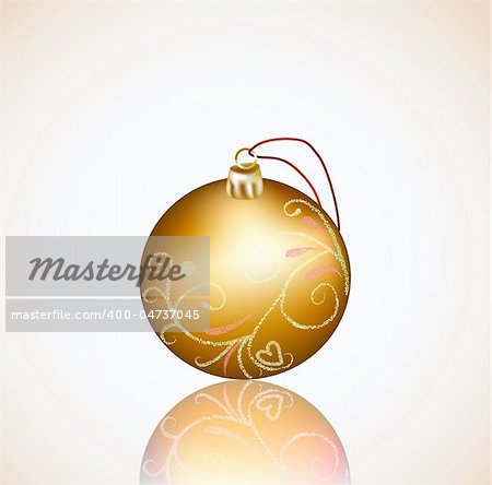 Christmas gold ball on white background. Vector illustration