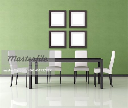 green modern empty dining room - rendering