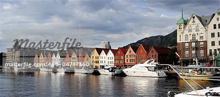 Bergen harbor - gate to the fjord. Norway
