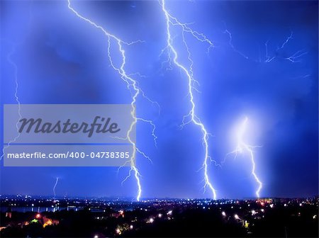 Perfect thunderstorm and perfect Lightning over city