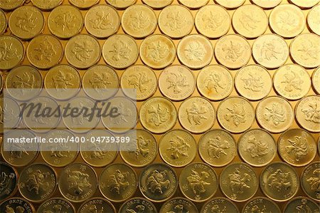 gold coins , money background, of Hong Kong currency $0.5 coins