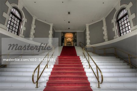Grand Entrance Staircase to Historic Building Lobby