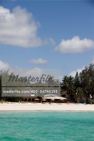 Beach bar and restaurant on beautiful tropical beach, Diani beach Kenya