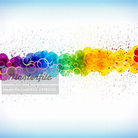 Color paint splashes. Gradient vector background on blue and white stripe background. EPS10