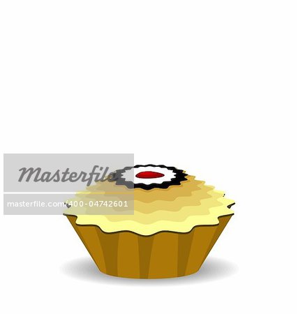 Illustration the cute cupcake isolated on white background - vector