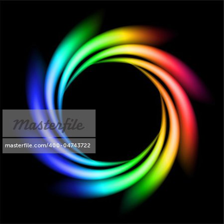 Abstract Rainbow Ray of lights explosion on black background