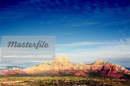 Aerial view of Sedona, Arizona and Red Rocks