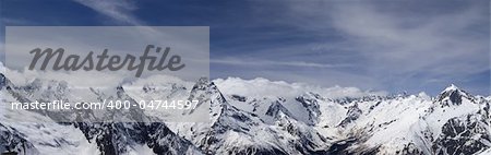 Mountain panorama. Caucasus, region Dombay. View from the ski slope.