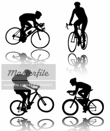 bicyclists silhouettes - vector