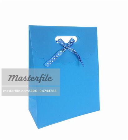 the blue package isolated on white background