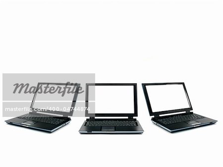 A laptop computer isolated against a white backgroun d