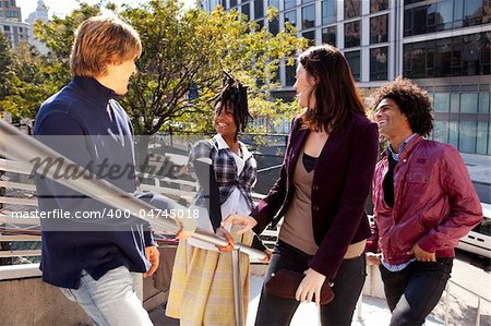 A candid of a group of friends in the city