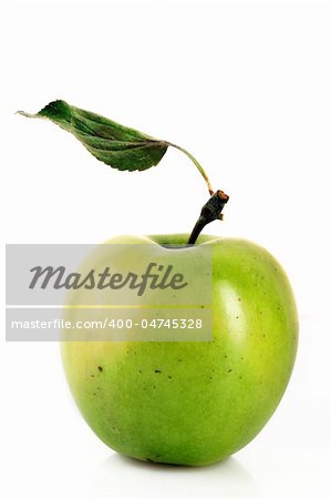 Fresh green tasty apple isolated on white