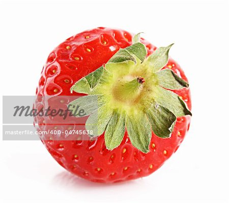 Strawberry closeup isolated on white