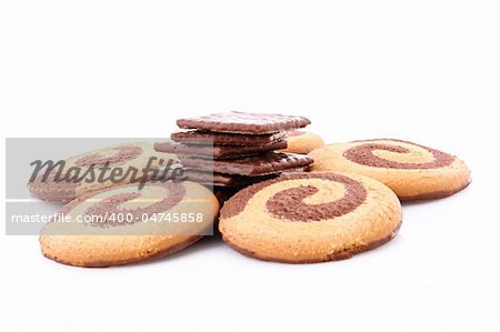 Chocolate cookies isolated on white