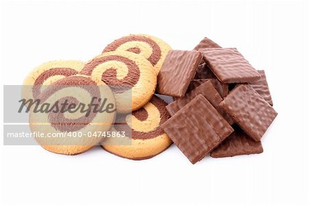 Chocolate cookies isolated on white