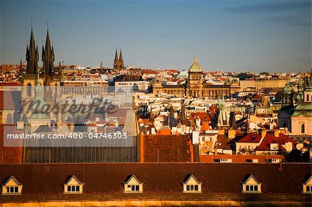 View of Prague at sunset