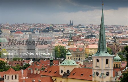 View of Prague in bad weather