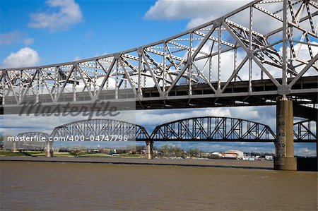 Bridges between Kentucky and Indiana. Ohio River.