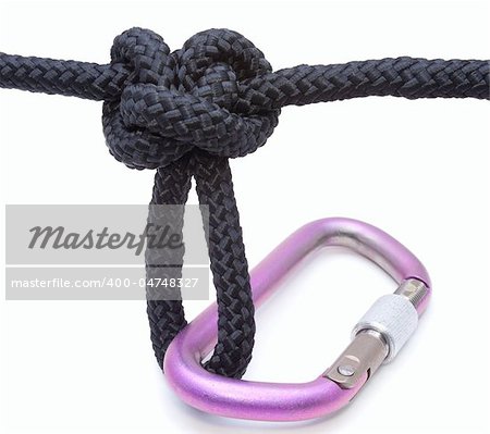 Austrian Knot and Carabiner isolated on the white background