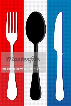 illustration of set of cutlery on colorful background