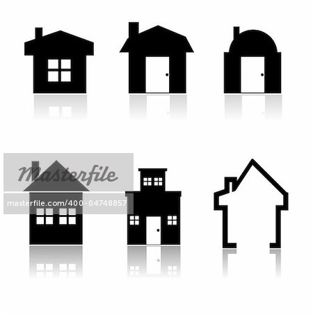 illustration of different home icons on isolated background