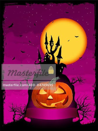 Halloween pumpkin with ribbon. EPS 8 vector file included