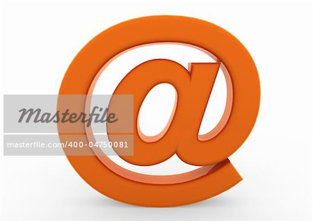 3d email symbol orange isolated on white background