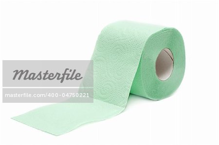 Roll of the green two-layer toilet paper