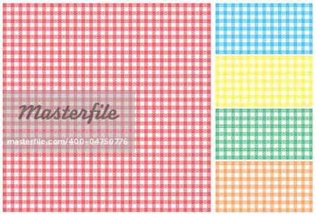 Easy tile-able red, green, blue, yellow and orange picnic tablecloth