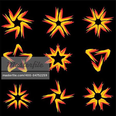 Set of different stars icons for your design. Black edition #9