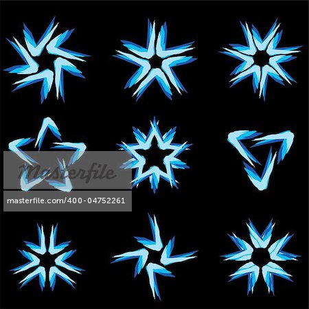 Set of different stars icons for your design. Black edition #6