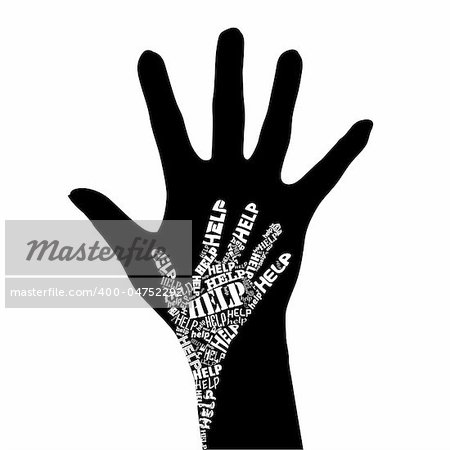 Conceptual black and white vector illustration - Hand of Help.