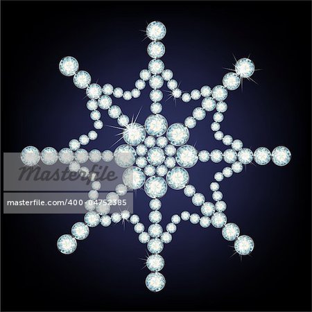 Snowflake made from diamonds. the vector illustration