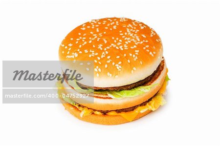 Double cheeseburger isolated on the white