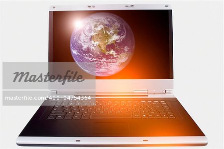 the Earth on the laptop display