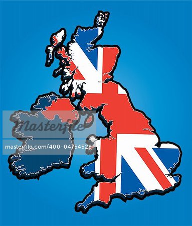 Vector Map of the United Kingdom with Union Jack National Flag