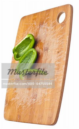 Fresh Green Bell Pepper Slices Isolated on White with a Clipping Path.