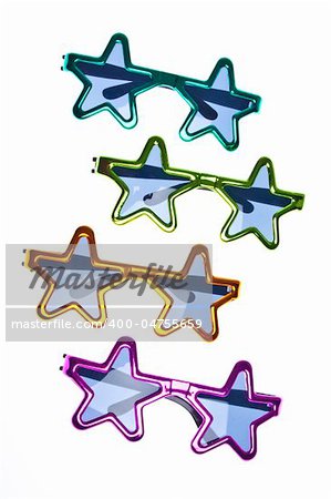 Star Shaped Summer Sunglasses Background or Border Image with Copy Space Isolated on White with a Clipping Path.