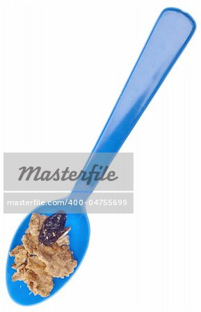 Spoonful of Breakfast Cereal Isolated on White with a Clipping Path.