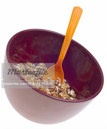 Vibrant Bowl of Breakfast Cereal Isolated on White with a Clipping Path.