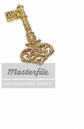 Ornate Golden Key Isolated on White with a Clipping Path.