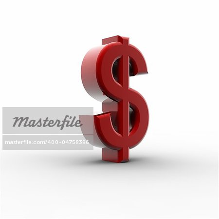 A red dollar shape isolated on a white background