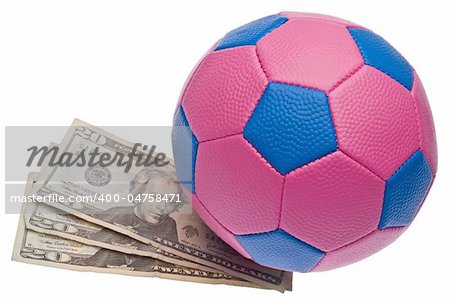 Youth  Sporting Gear with Money Represents the Cost of Youth Sports.